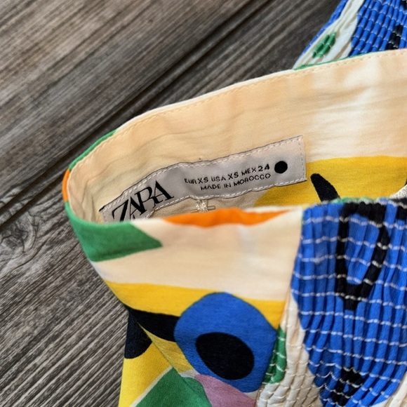 ZARA Halter Top 7703/025 278/015 colorful pattern XS crossover cotton NeW - Picture 6 of 7